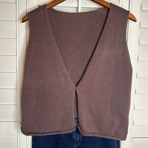 Brown front-close knit vest